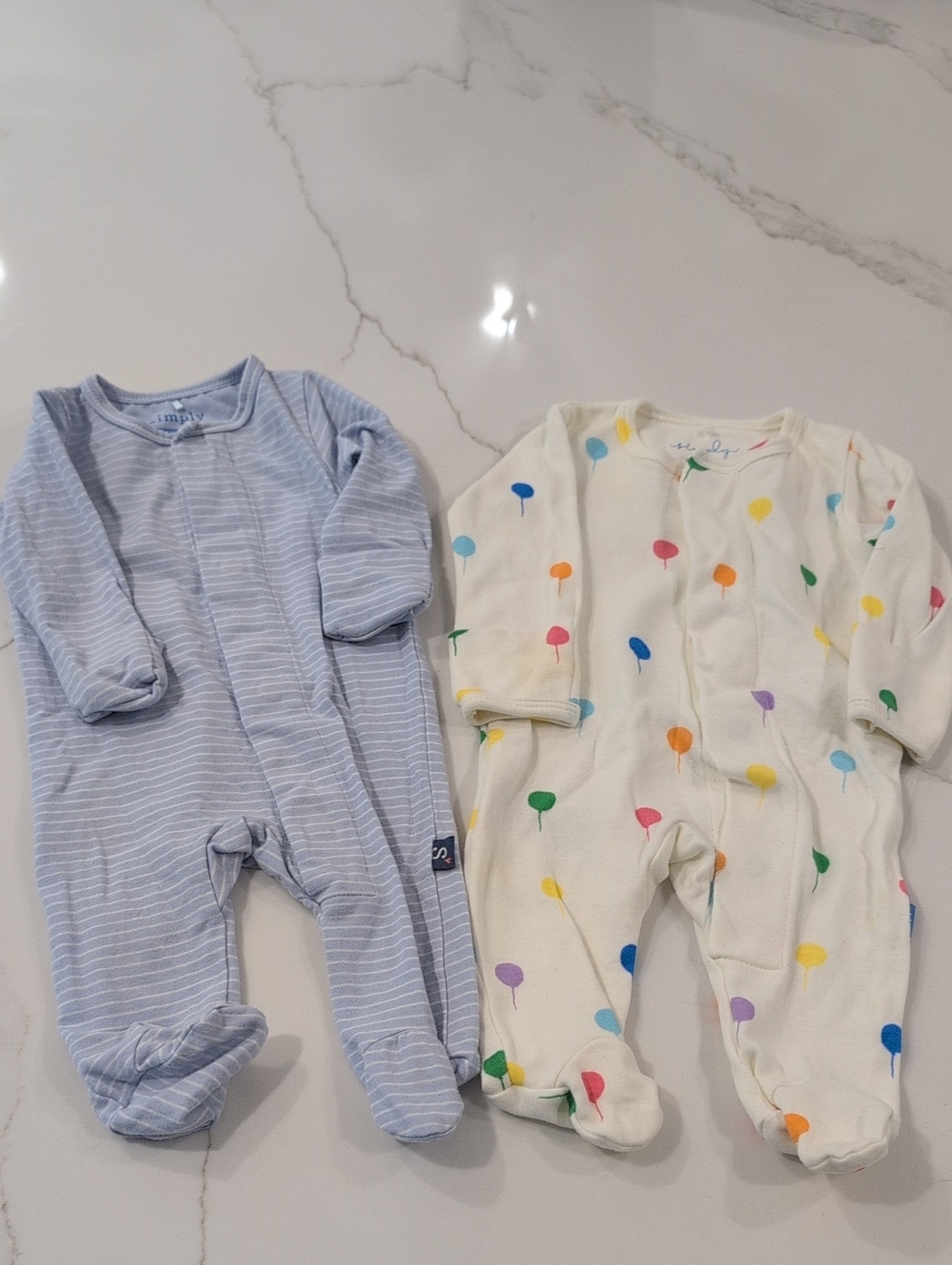 Magnetic Me Baby One-Piece Footed Sleepers - Blue Stripe & Balloon Print Newborn